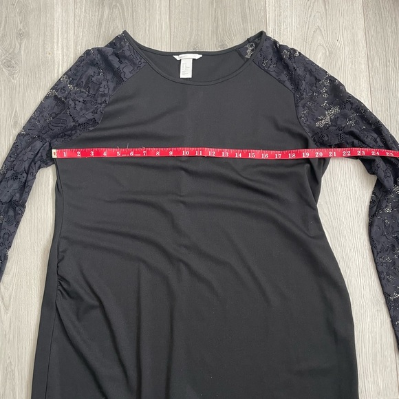 H&M • Black Lace Sheer Long Sleeves Zippered Back Keyhole Midi Evening Dress - Picture 9 of 13